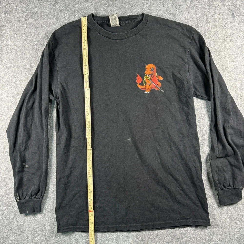 Gildan Mens Charmander HTX Graphic Shirt Medium Black Long Sleeve Cotton